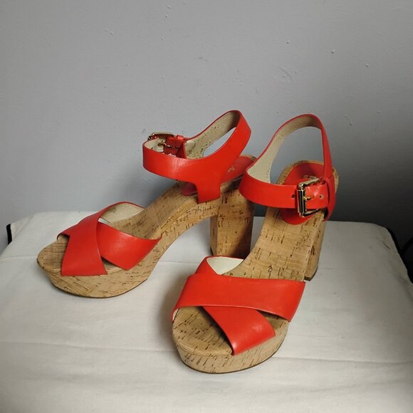 ❤️MICHAEL KORS NATALIA MANDARIN OPEN TOE PLATFORM SANDALS SHOES 7.5 - Picture 3 of 13